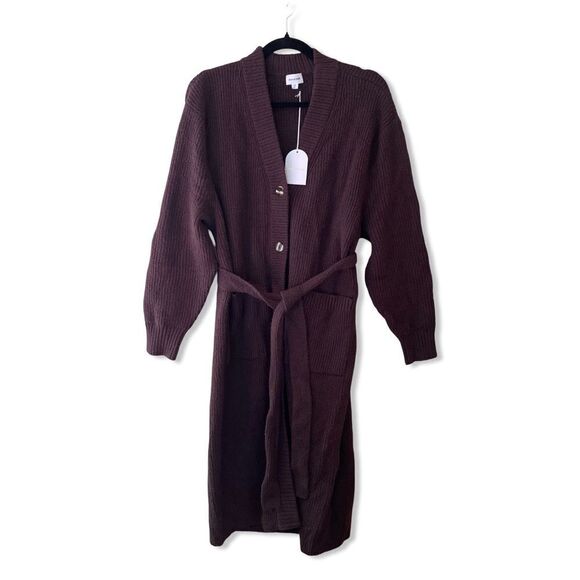 Song of Style Saniya Cardigan sweater Dark Chocolate knit maxi duster Revolve S - Picture 8 of 11